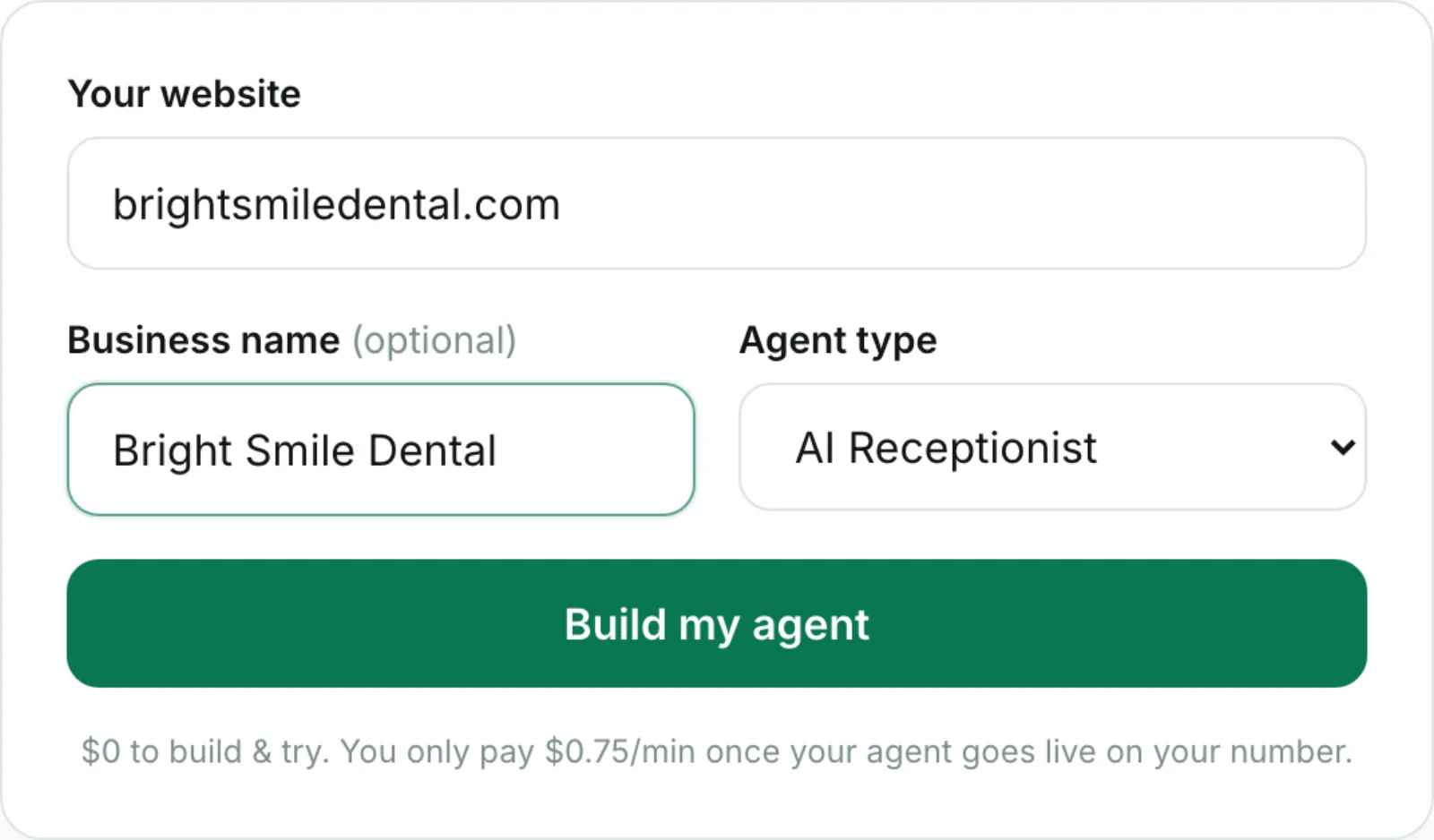 Agent builder with business information